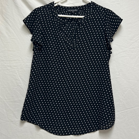 Black Adrianna Papell Polka Dot Blouse - Picture 1 of 3